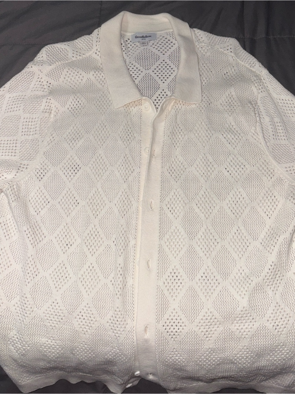 Goodfellow & Co. Cream Openwork Polo Cardigan